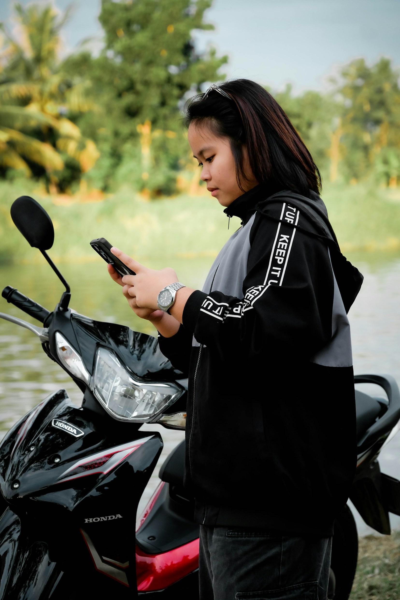 Biker with GPS tracking